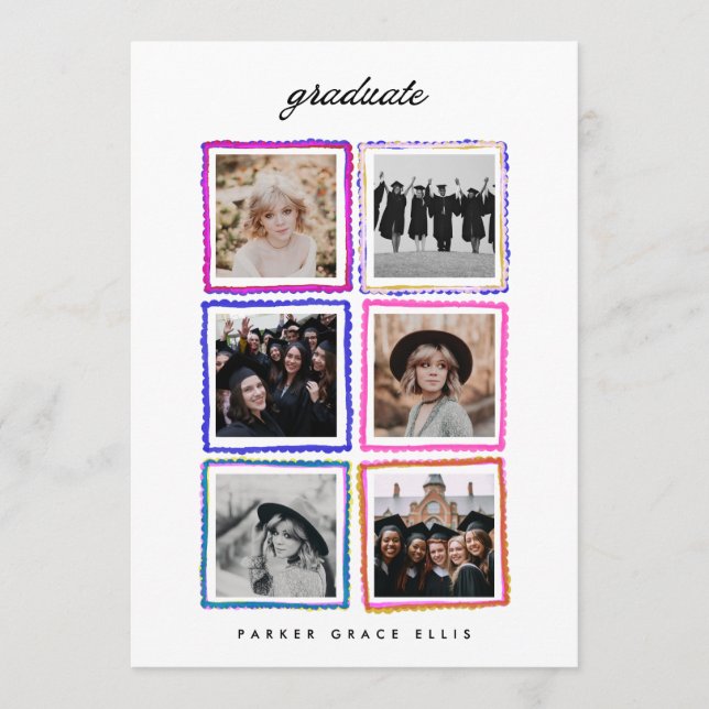 Anúncio Modern 6 Photo Collage Frames Graduate High School (Frente)