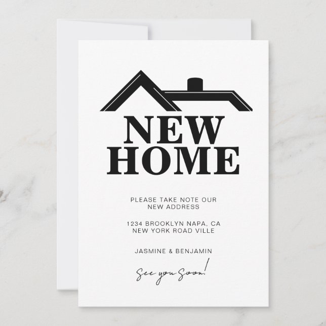 Anúncio Modern Black and White We’ve Moved New Home (Frente)