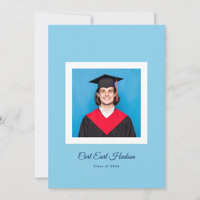 Anúncio Modern Blues & White High School Photo Grad (Frente)