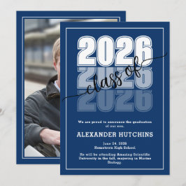 Anúncio Modern Bold Navy Blue Class of 2026 Graduation