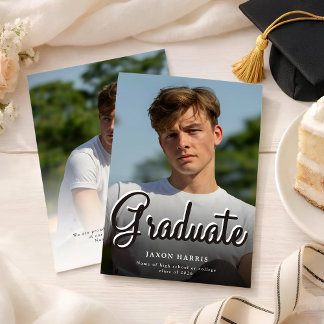 Anúncio Modern Double Sided Photo Graduation Announcement