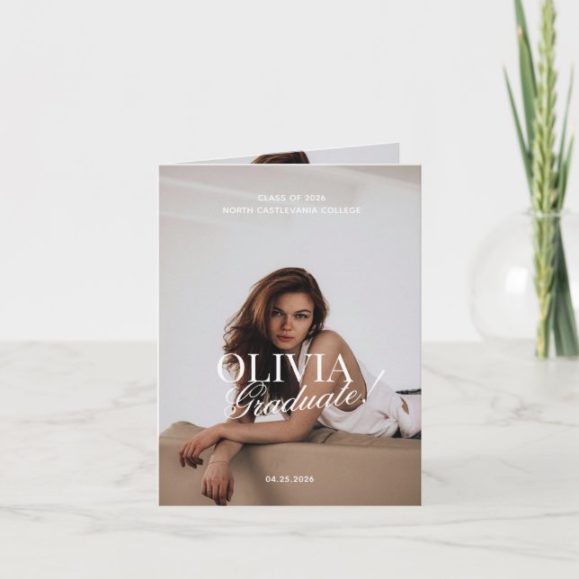 Anúncio Modern Elegant Photo Typography Script Grad Folded (Frente)