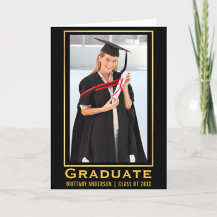 Anúncio Modern Gold Graduation Photo Announcement Fold
