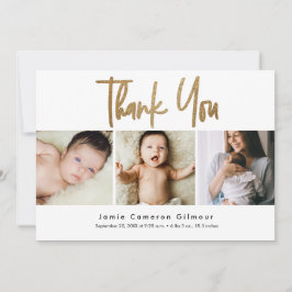 Anúncio Modern Gold Script Newborn Baby Photo Collage