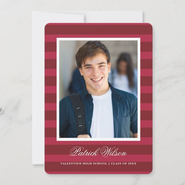 Anúncio Modern Grad graduation announcement card_red (Frente)