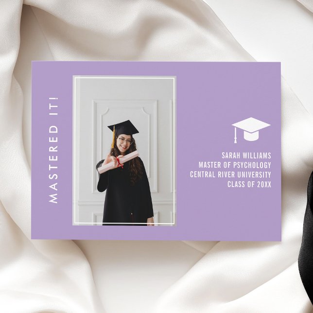 Anúncio Modern Minimal Chic Masters Grad Announcement Card (Criador carregado)