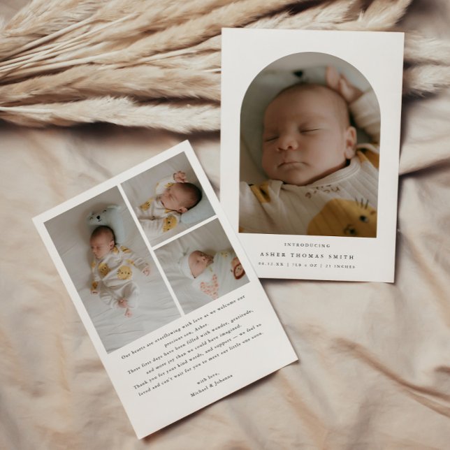 Anúncio Modern Minimalistic 4-Photo Arch Baby Birth (Criador carregado)