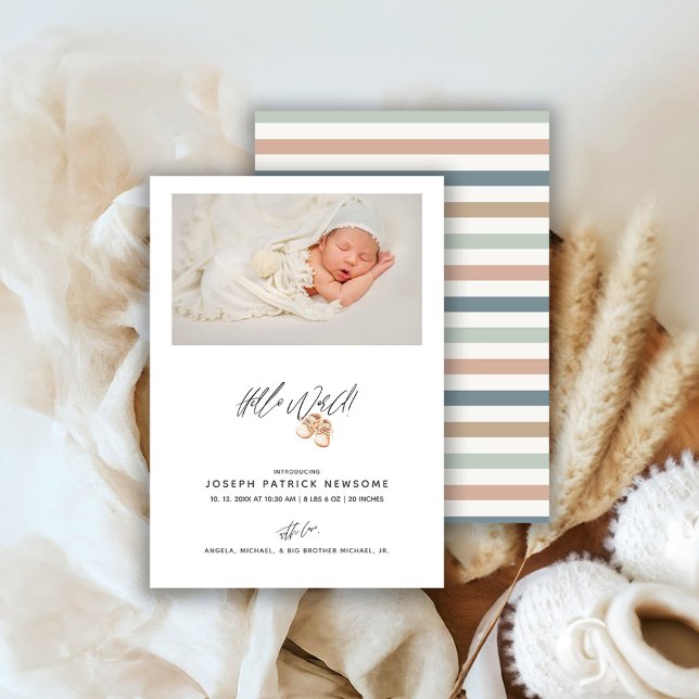 Anúncio Modern Newborn Baby Photo Hello World (Criador carregado)