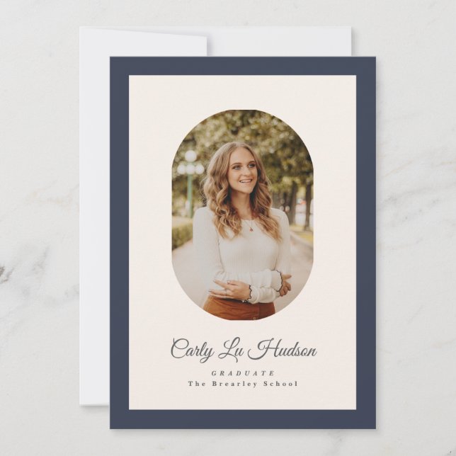 Anúncio Modern Oval Blue High School Photo Graduate (Frente)