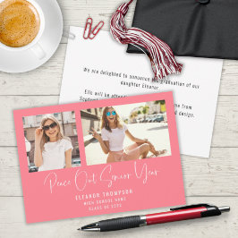 Anúncio Modern Peace Out 2 Photo 2022 Graduation Pink