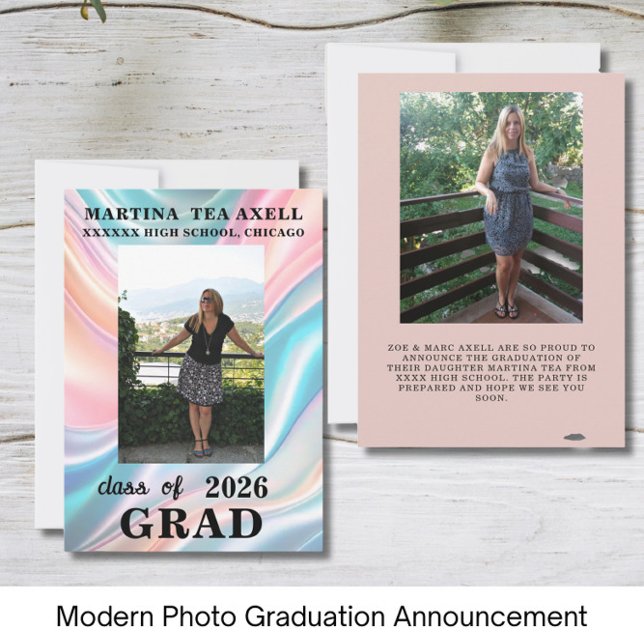 Anúncio Modern Photo Graduation Announcement  (Criador carregado)
