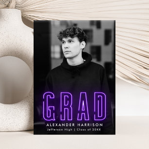 Anúncio Modern Purple Neon Vertical Photo Graduation