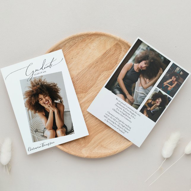 Anúncio Modern Script Calligraphy 4 Photo Graduation  (Criador carregado)