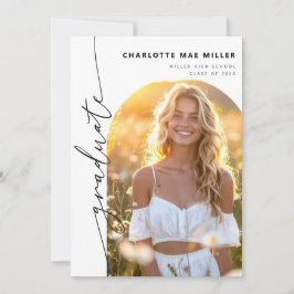 Anúncio Modern Script Photo Arch Graduation Announcement