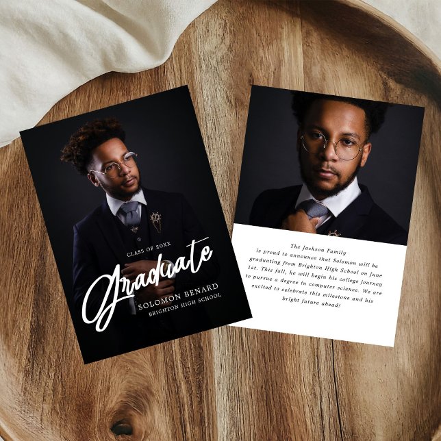 Anúncio Modern Script Photo High School Graduation  (Criador carregado)