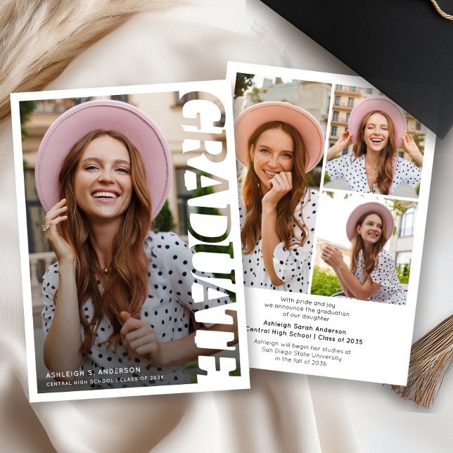 Anúncio Modern Simple Graduate 3 Photo Collage Graduation (Criador carregado)