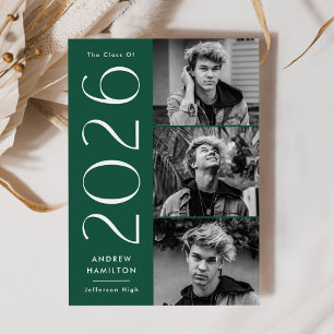 Anúncio Modern Simplicity Green 3 Photo 2023 Graduation