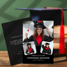 Moderno 3 Gratos de Foto para Formando 2023 Preto