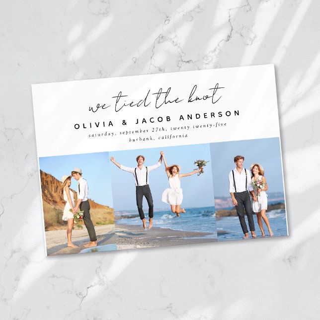 Anúncio Moderno Casamento Elopement Nós Amarrámos 3 Fotos (Criador carregado)