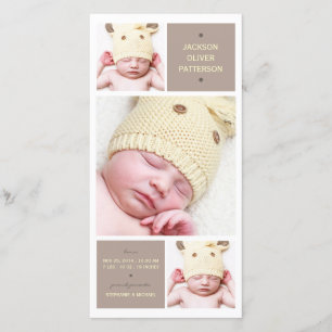 Anúncio moderno do nascimento do bebé da foto do