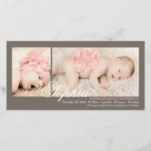 Anúncio moderno do nascimento do bebé de duas