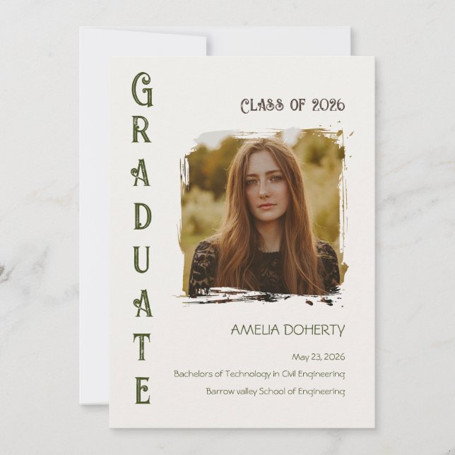 Anúncio Moderno Elegante Sage e Creme de formatura (Frente)