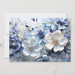 Anúncio Moderno Floral Botânico Azul Branco Elegante