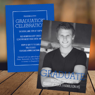 Anúncio Moderno Minimalista Azul Art Déco Graduação