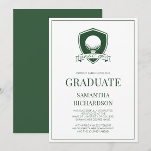 Anúncio Moderno Verde e Branco Elegante Golfe Graduação
