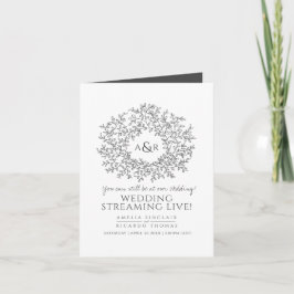 Anúncio Monogram dark gray white leaf wedding live stream