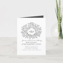 Anúncio Monogram dark gray white leaf wedding live stream