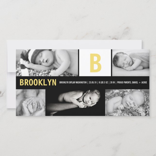 Anúncio Monograma Amarelo 5 Foto Colagem Moderna Nasciment (Frente)