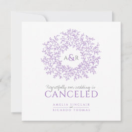 Anúncio Monograma casamento de folhas roxas cancelado