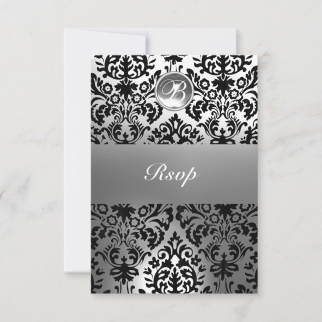 ANÚNCIO MONOGRAMA DA PEDRA DE GEM PRETA E BRANCA (Frente)