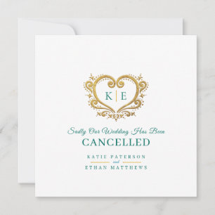 Anúncio Monograma de coração cancelamento de casamento dou