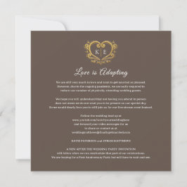 Anúncio Monograma de coração transmissão ao vivo casamento