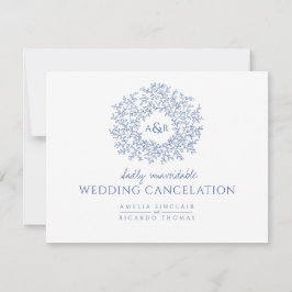 Anúncio Monograma de folha desenhada à mão azul para cance