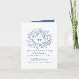 Anúncio Monograma de folhas azuis brancas casamento transm