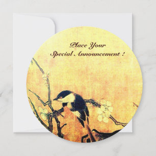 Anúncio MONOGRAMA DE PÁSSARO DE PRIMAVERA, amarelo dourado