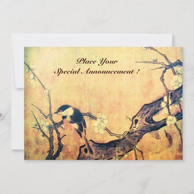 Anúncio MONOGRAMA DE PÁSSARO DE PRIMAVERA, Dourado Amarelo (Frente)