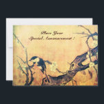 Anúncio MONOGRAMA DE PÁSSARO DE PRIMAVERA, Dourado Amarelo<br><div class="desc">Desenho floral elegante,  caprichoso e colorido com um adorável pássaro de primavera nos ramos de uma árvore em flor,  flores,  flora em marrom,  preto,  dourado,  amarelo,  branco criado com reelaboração digital de uma miniatura oriental antiga.</div>