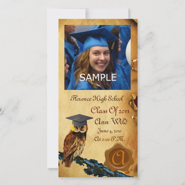 ANÚNCIO MONOGRAMA DE SEAL DE CERA ARMAZENADA DE GRADUAÇÃO  (Frente)