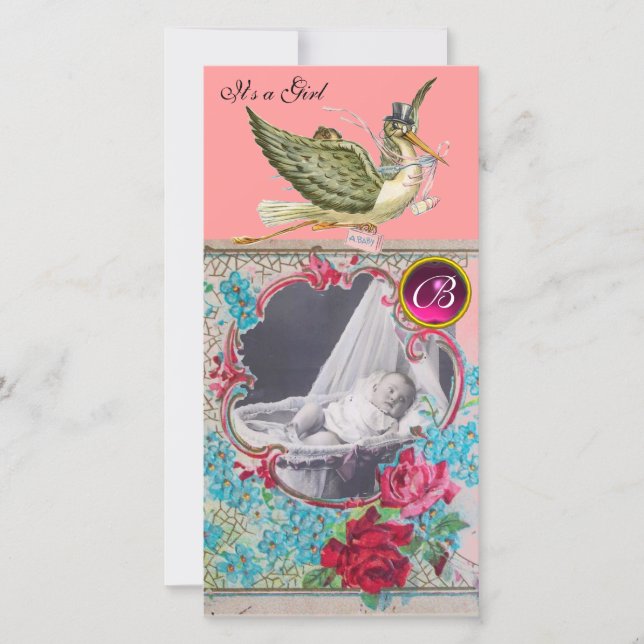 Anúncio MONOGRAMA DO CHÁ DE FRALDAS STORAGE, rubi (Frente)