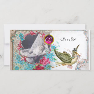 Anúncio MONOGRAMA DO CHÁ DE FRALDAS STORAGE, rubi, branco