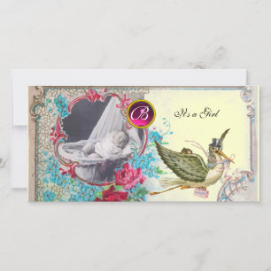 Anúncio MONOGRAMA DO CHÁ DE FRALDAS STORAGE, rubi, creme