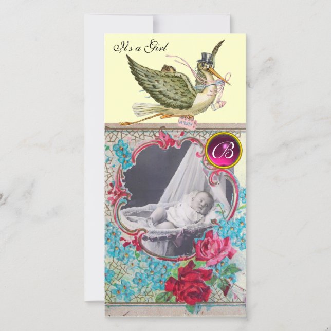 Anúncio MONOGRAMA DO CHÁ DE FRALDAS STORAGE, rubi, creme (Frente)