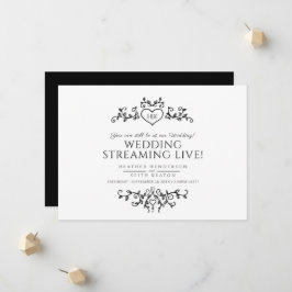Anúncio Monograma folhas preto branco casamento transmissã