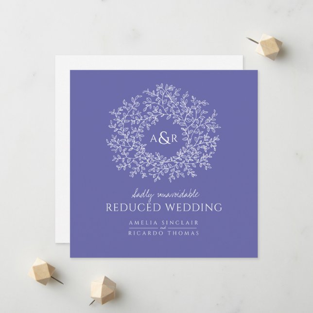 Anúncio monograma folhas reduzido casamento (Frente/Verso In Situ)
