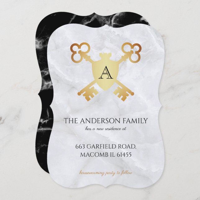 Anúncio Monograma Heráldico Crest Preto Marble Movendo (Frente/Verso)