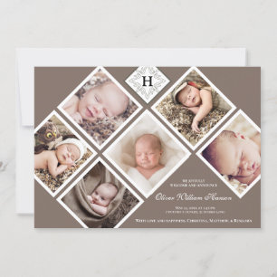 Anúncio Monograma Neutro de Fotografias Multi-Baby Boy